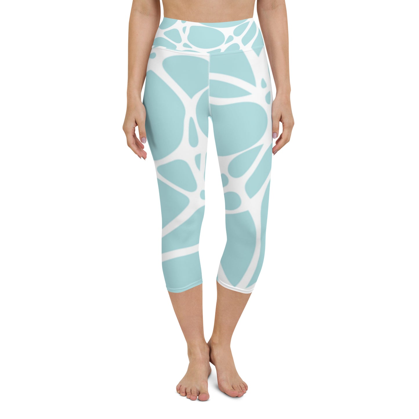 Blue and White Pebble Capri Leggings