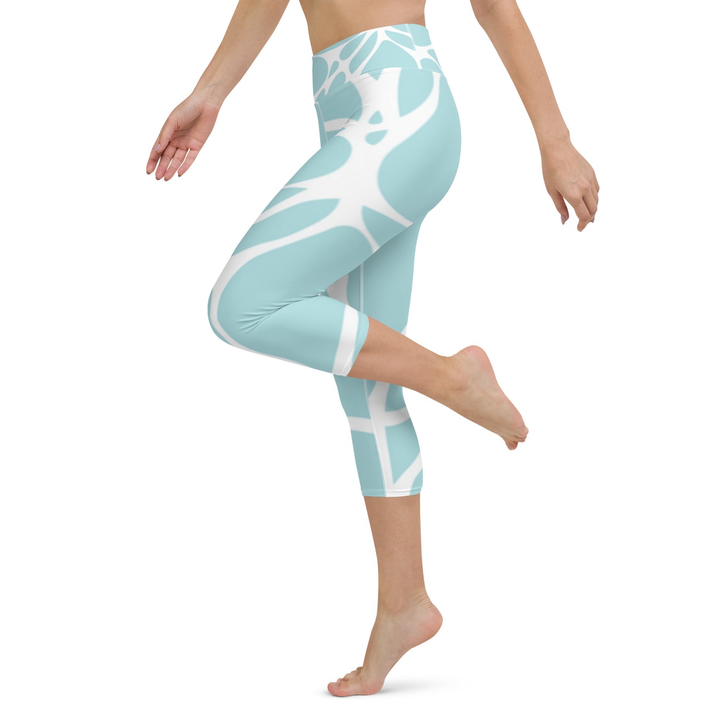 Blue and White Pebble Capri Leggings