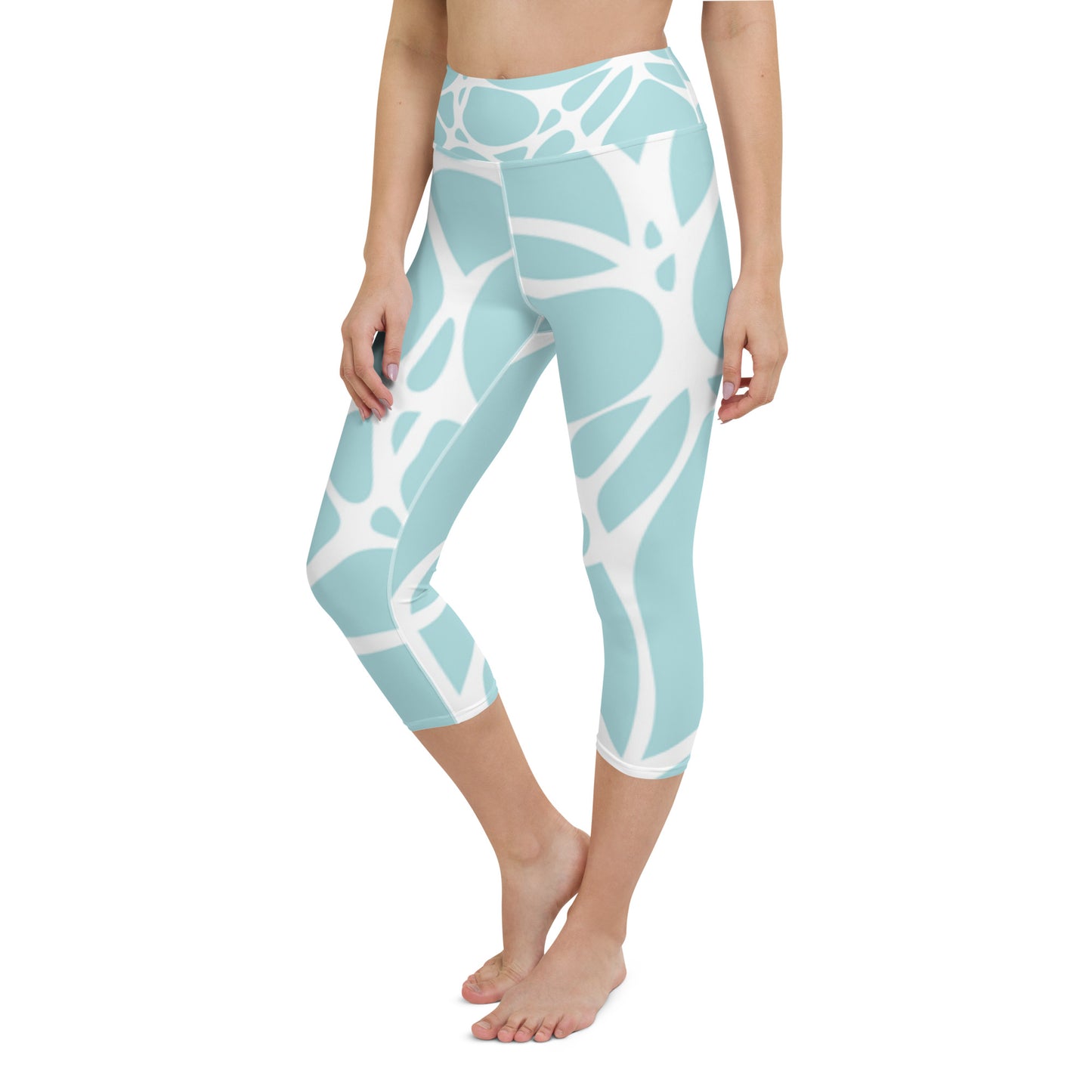 Blue and White Pebble Capri Leggings