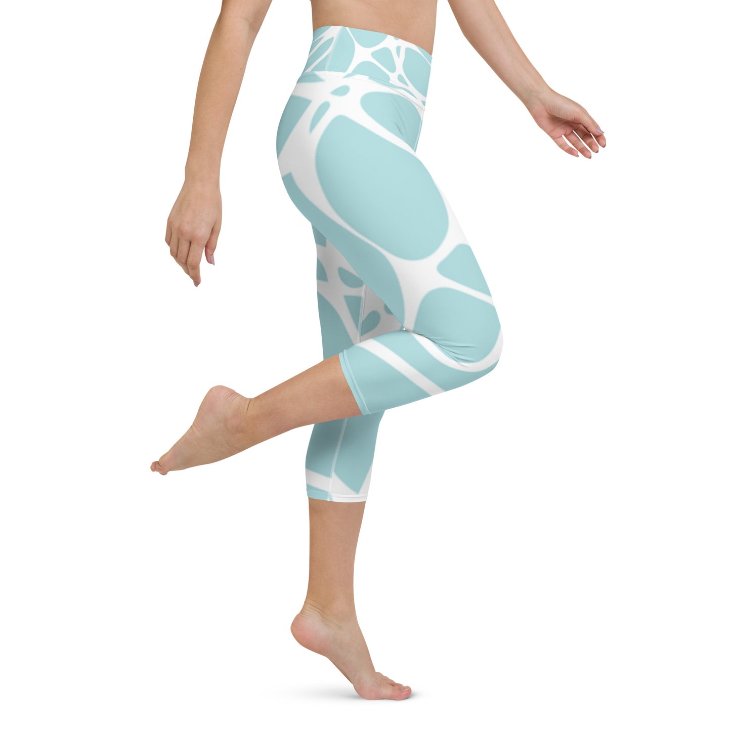 Blue and White Pebble Capri Leggings