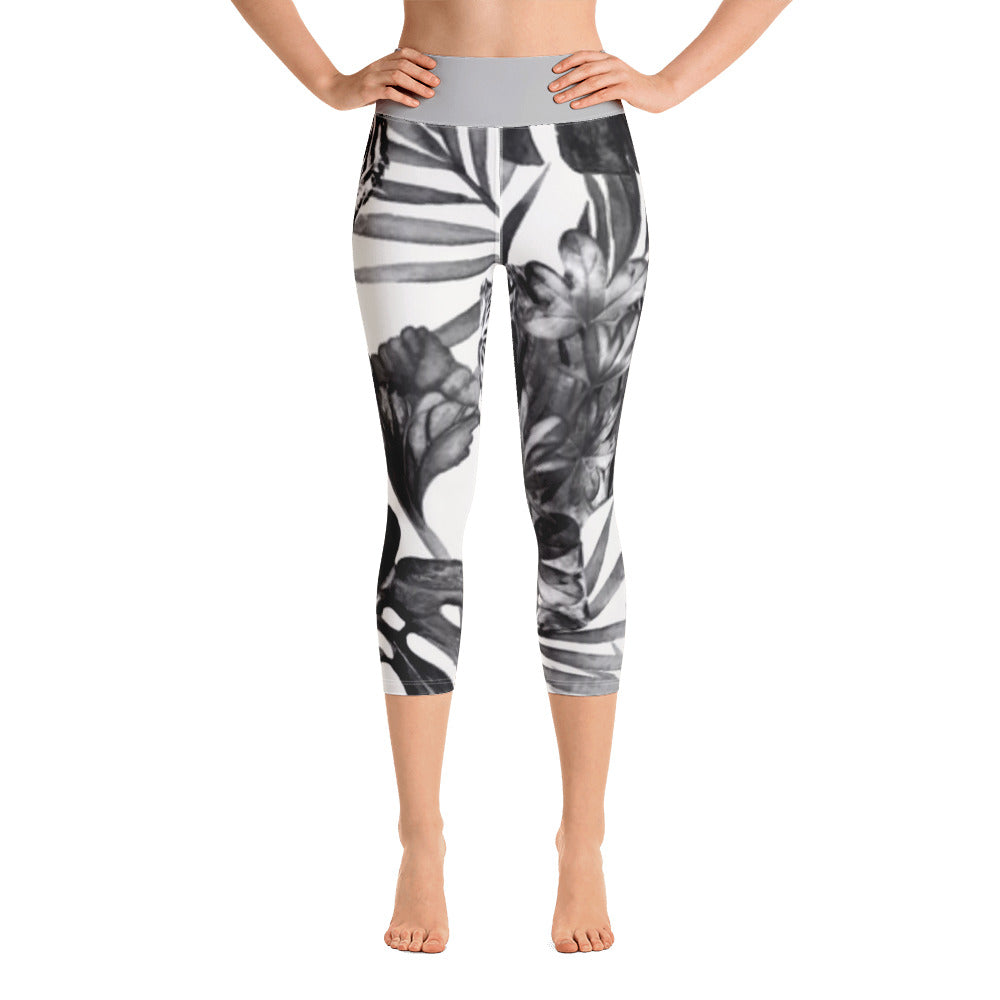 Shades of Grey Multi Leaf Capri Leggings