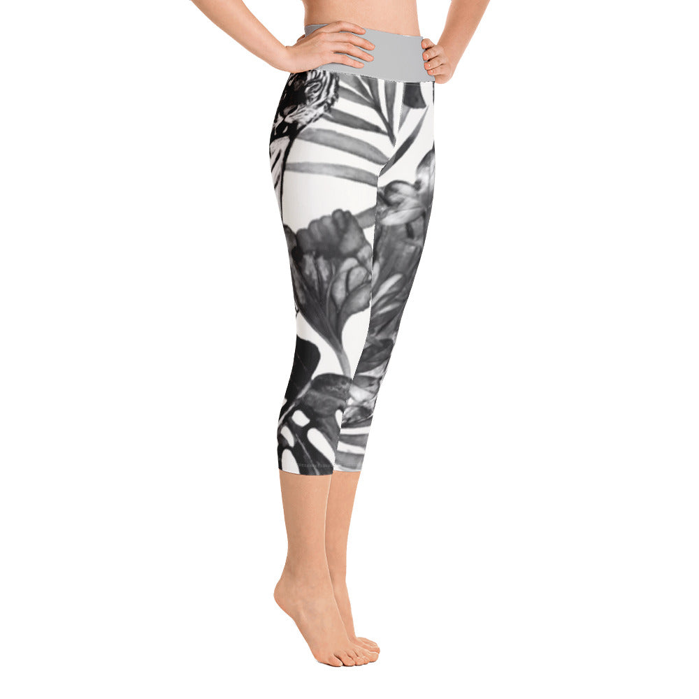 Shades of Grey Multi Leaf Capri Leggings