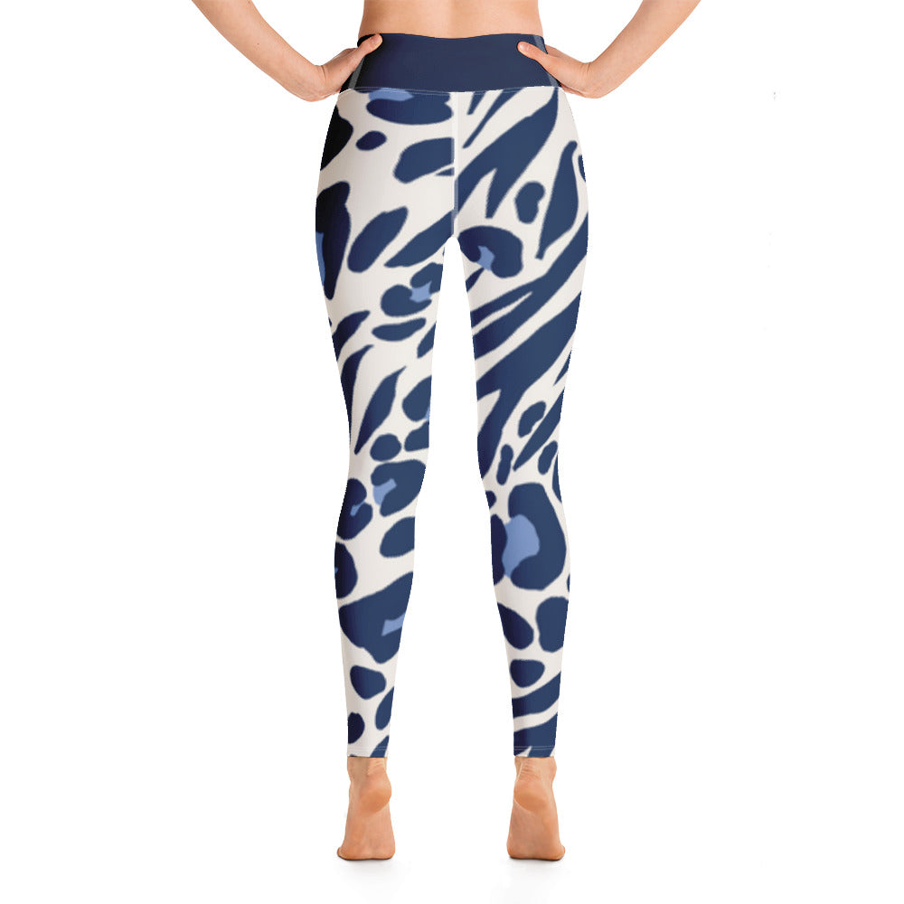 Blue and White Leopard  Leggings