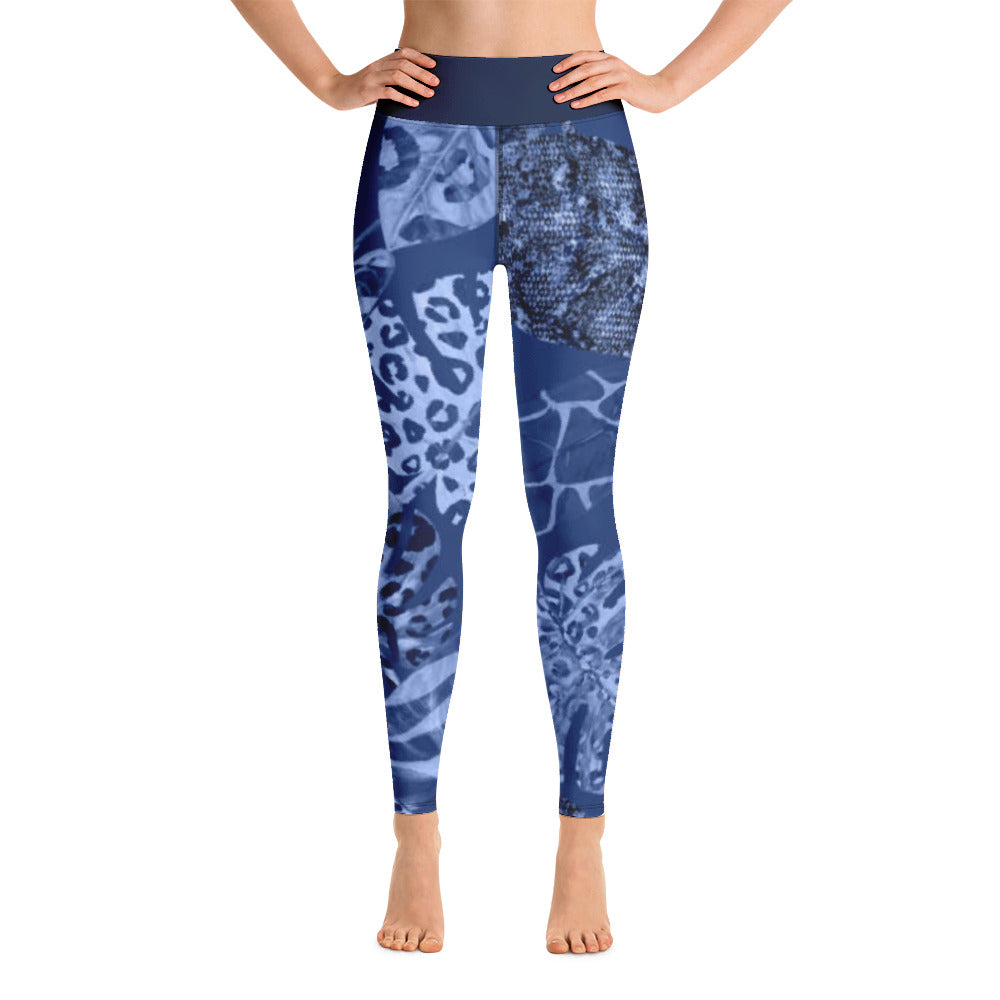 Blue Leaf Animal Print Leggings