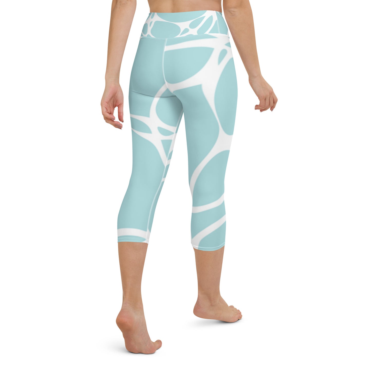 Blue and White Pebble Capri Leggings