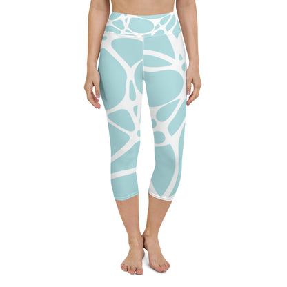 Blue and White Pebble Capri Leggings