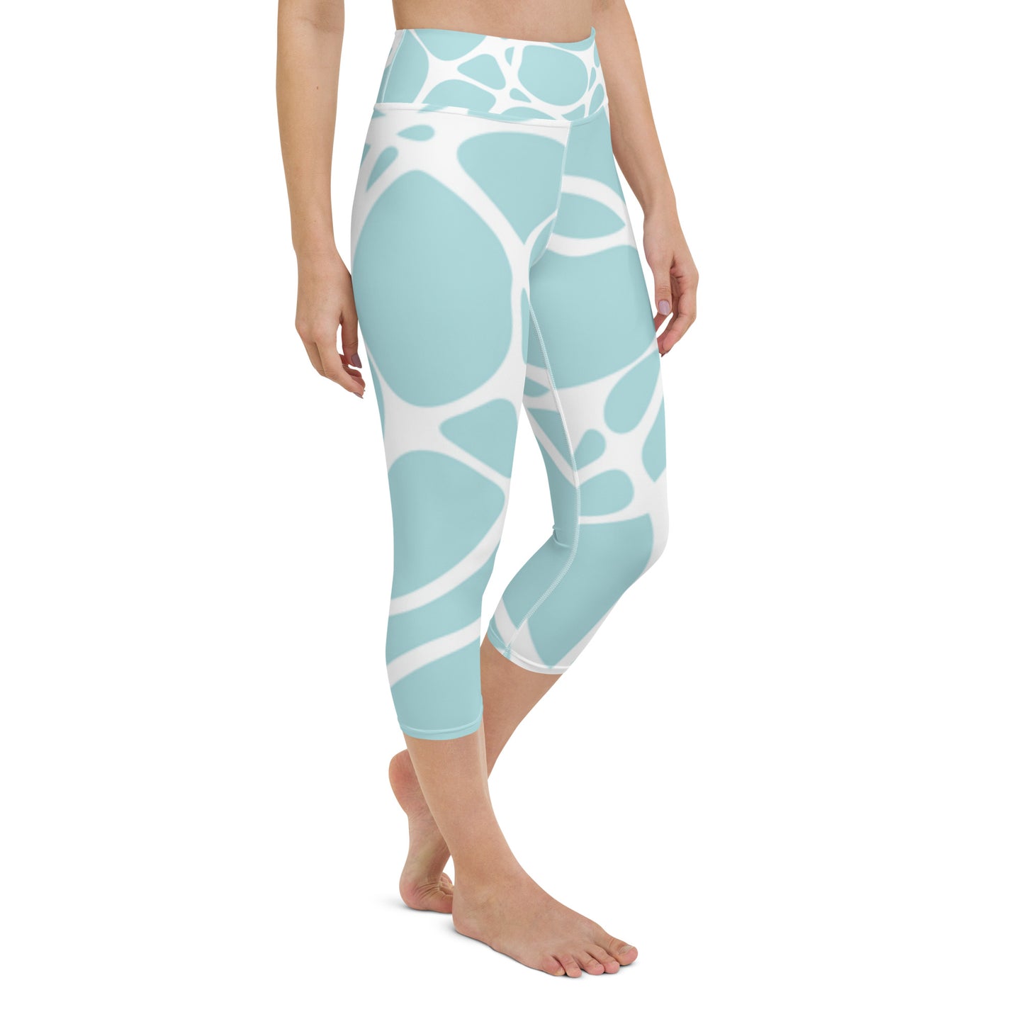 Blue and White Pebble Capri Leggings