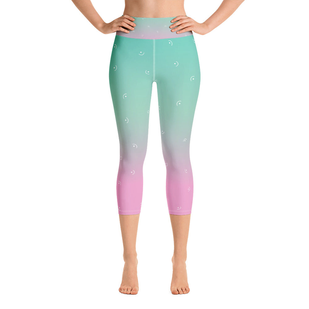 Ombre Pink & Green Capri Leggings