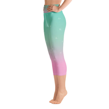 Ombre Pink & Green Capri Leggings
