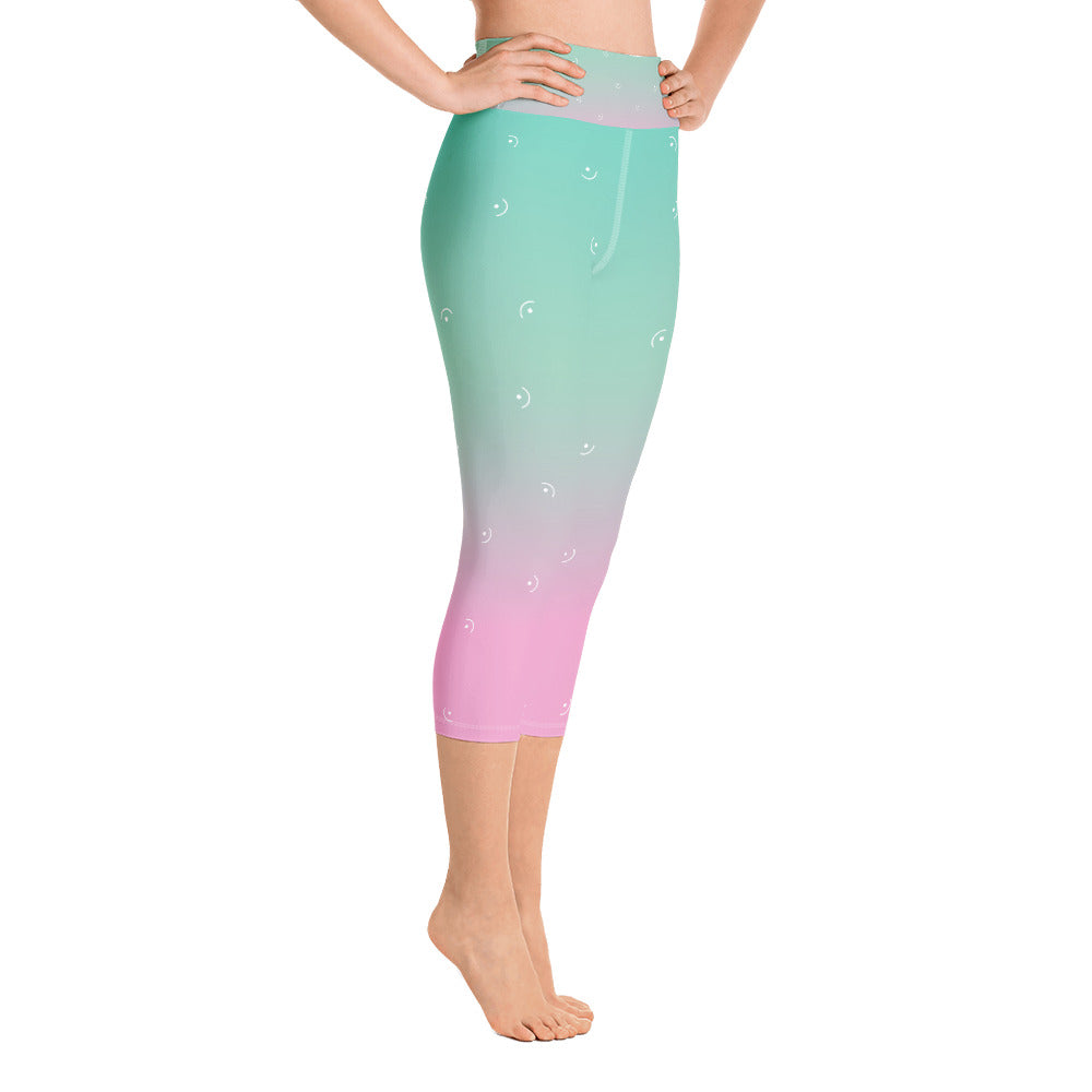 Ombre Pink & Green Capri Leggings
