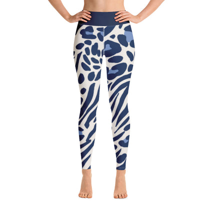 Blue and White Leopard  Leggings