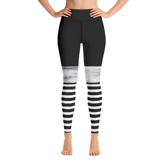 Black and White Stripe/ marble Leggings