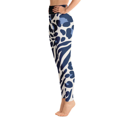 Blue and White Leopard  Leggings