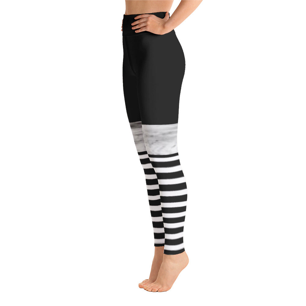 Black and White Stripe/ marble Leggings