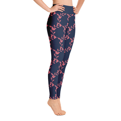 Pink and Navy Flower Leggings
