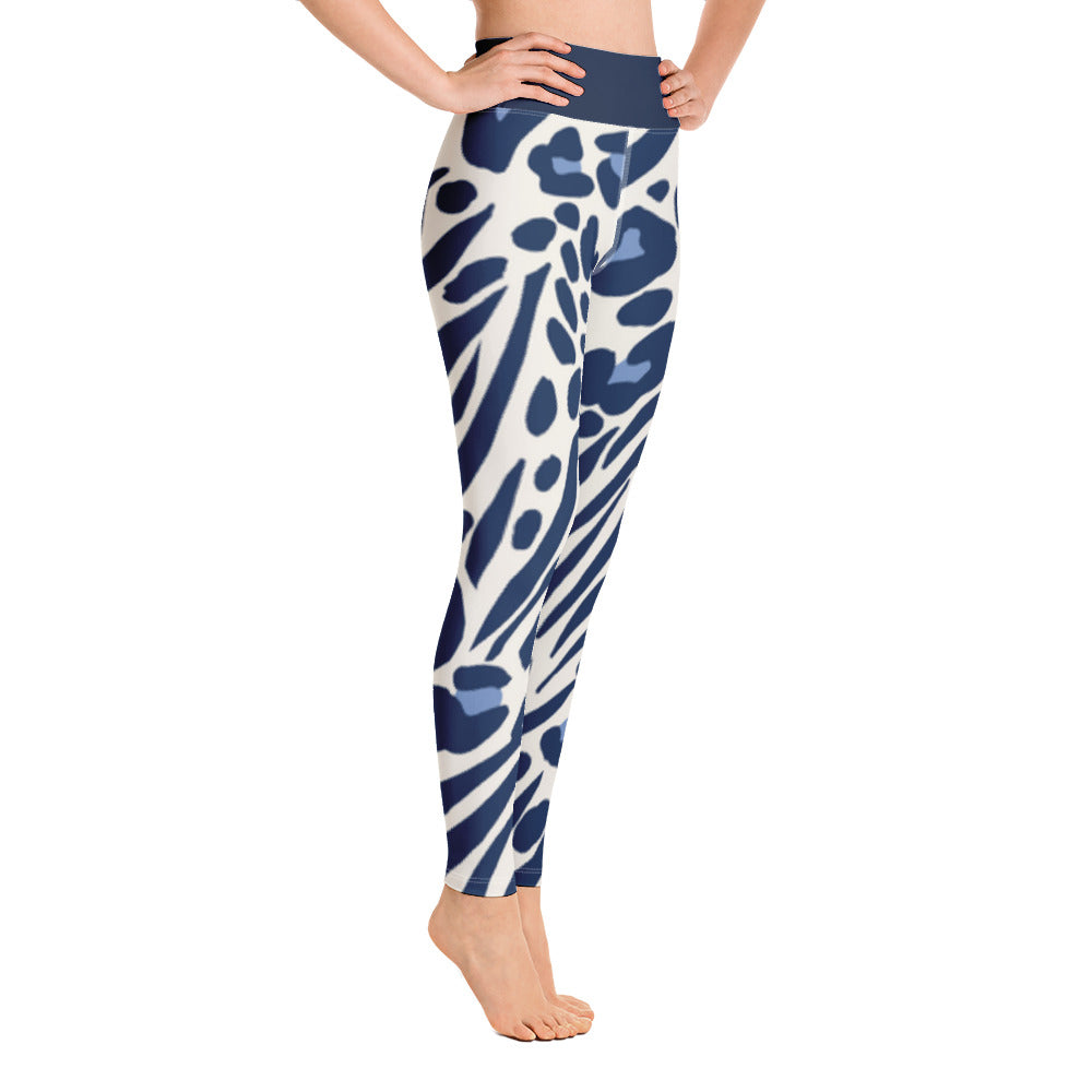 Blue and White Leopard  Leggings